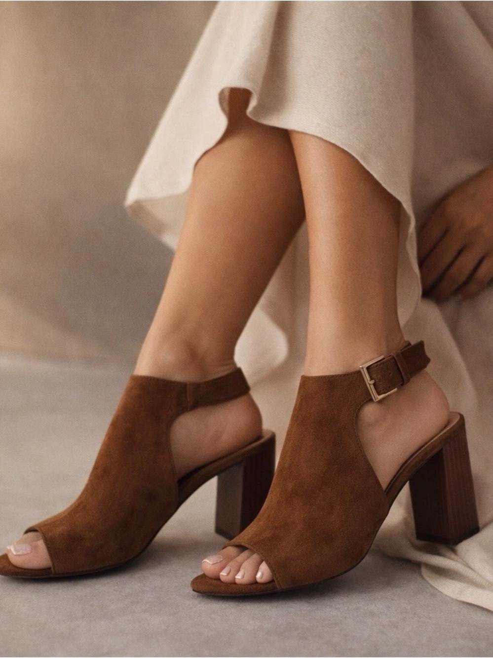 Kate Spade Emina Suede Slingback Mules Brown Block Heel Size 7.5M